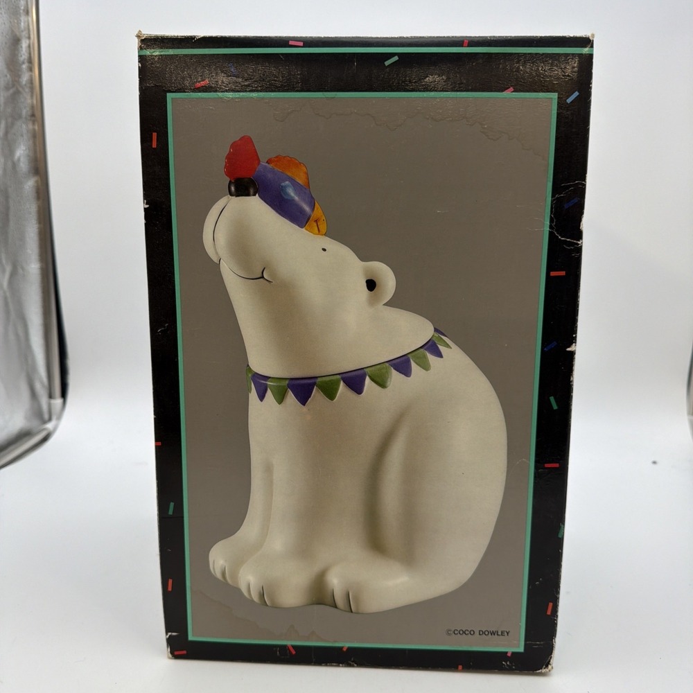 vintage Coco Dowley Ceramic Polar Bear Cookie Jar